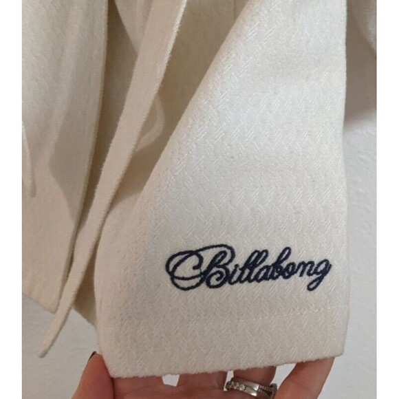 Women's BILLABONG Cotton/Poly Cream Color Double Breasted Belted Coat Size 12 - Picture 4 of 13